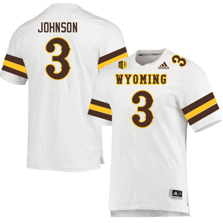 Wyoming Cowboys #3 Andrew Johnson College Football Jerseys Stitched Sale-White
